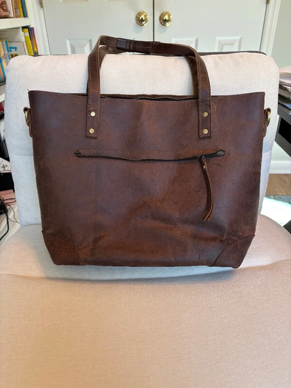 Real Leather Laptop Tote